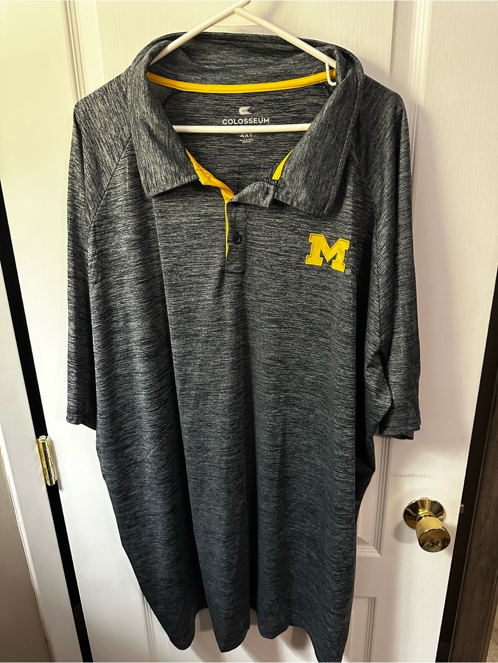 Colosseum Men’s Heather Gray Polo with Yellow M Patch